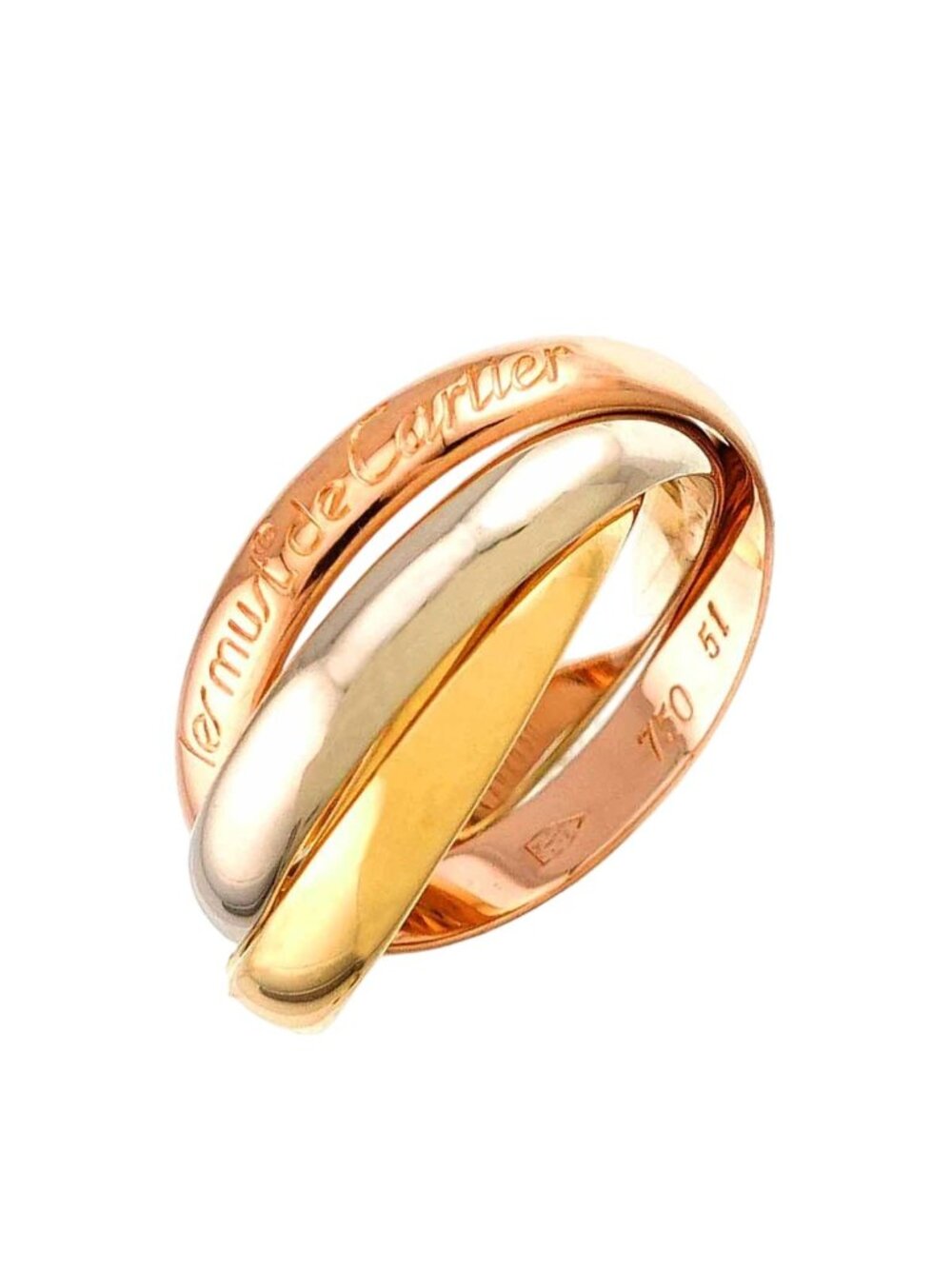Cartier Trinity Medium MM 51 Ring 18k Yellow Gold WG PG Three 750